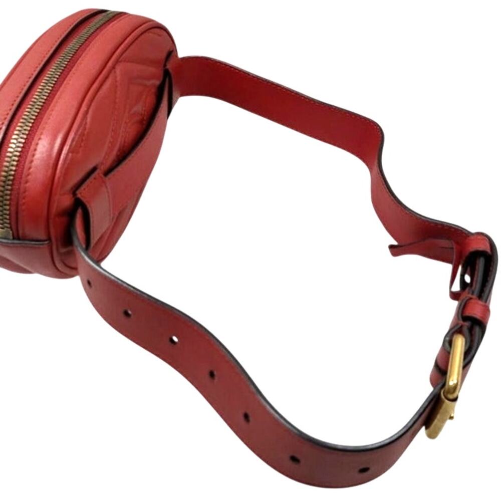 Gucci Marmont Red Gold Logo Quilted Bumbag Fannybag Waistbag Quiet Luxury Glam - Picture 7 of 10